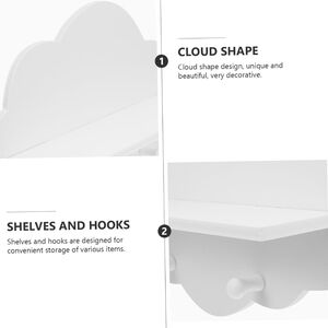 Cloud Shape Wall Shelf with Hooks - White